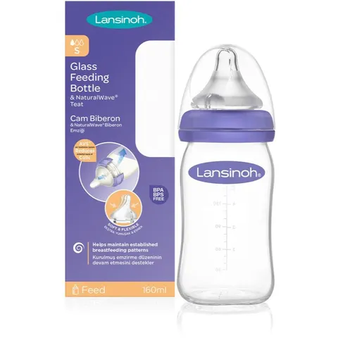 Glazen zuigfles Lansinoh 160ml – afbeelding 1
