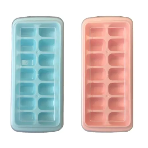 Plastic Freezer Ice Cube Tray Mould With Lid Assorted Colours – image 1