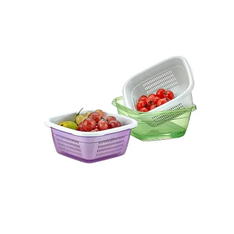 Hobby Emerald Square Basin Bowl With Strainer Plastic 1.3Lt Assorted Colours (Parcel Rate) – image 1