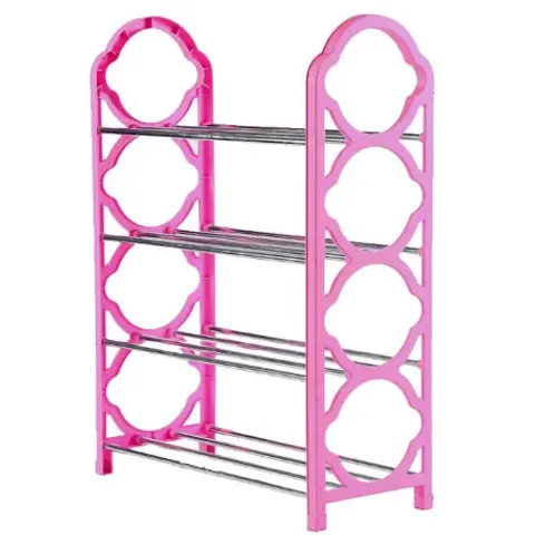 Plastic Shoe Organiser Rack 4 Tier Assorted Colours – image 1