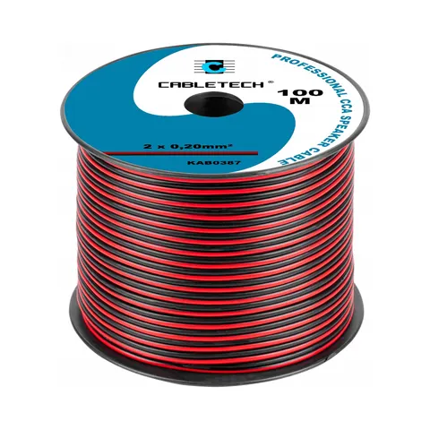 Cabletech Serie - CCA Luidsprekerkabel - 0.20mm - Zwart-Rood - 100m – afbeelding 1