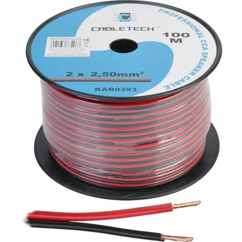 Cabletech luidsprekerkabel CCA 2 x 2,50 mm² rol 100 m – afbeelding 1
