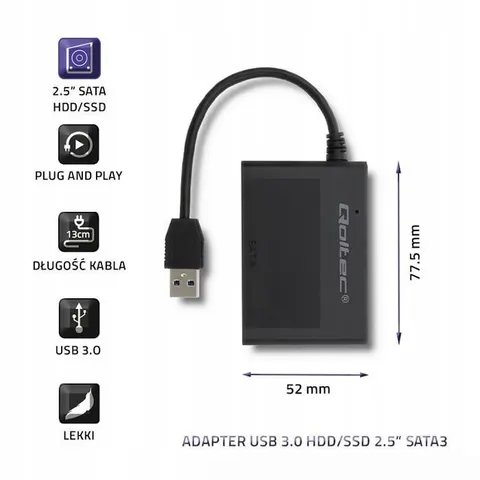 Qoltec Adapter Usb 3.0 do dysków Hdd/ssd 2.5 cala SATA3 – zdjęcie 1