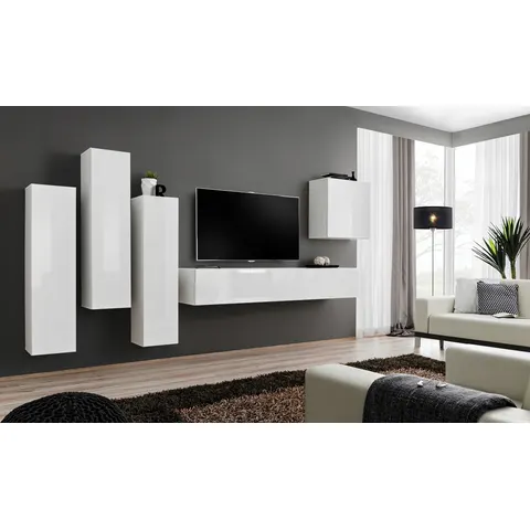 Meuble TV Mural Design "Switch III" 330cm Blanc – image 1