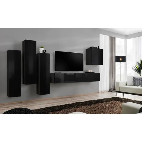 Meuble TV Mural Design "Switch III" 330cm Noir – image 1