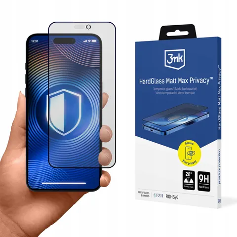 Apple iPhone 15/16 - 3mk HardGlass Matt Max Privacy – afbeelding 1