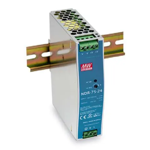 LevelOne Industrie Netzteil 24VDC/ 75W+DIN-Schiene silber – Bild 1