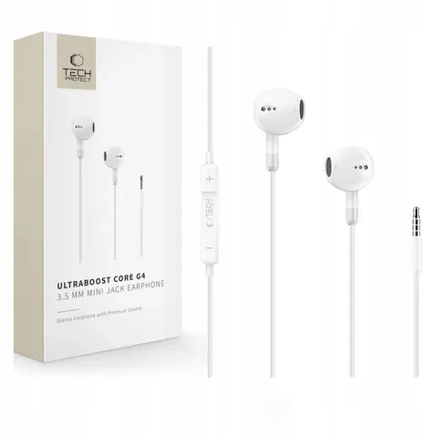 Tech-protect Ultraboost Mini Jack Earphone Core G4 White – zdjęcie 1