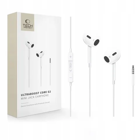 Tech-protect Ultraboost Mini Jack Earphone Core G2 White – zdjęcie 1