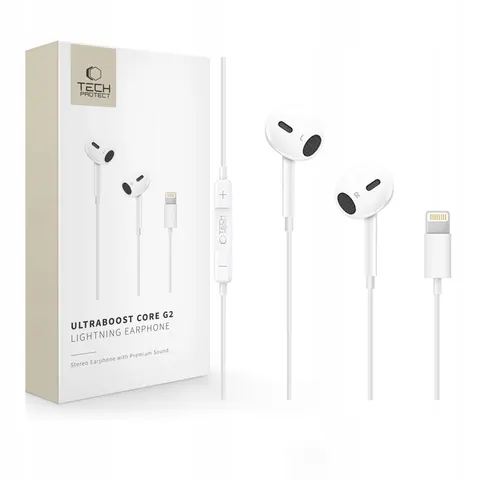 Handsfree Lightning Tech-Protect Ultraboost Core G2, Weiß – Bild 1