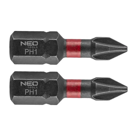 NEO TOOLS Slagbits PH1 x 25mm - 2 Stuks - Staal S2 – afbeelding 1