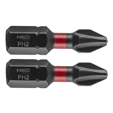 2x PH2 Slagbits 25 mm HEX 1/4" S2 Stal NEOLS – afbeelding 1
