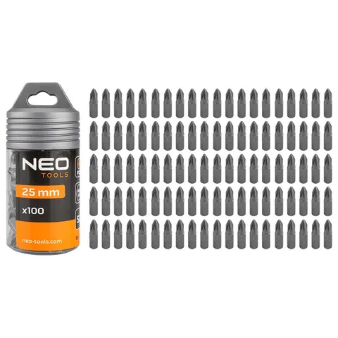 NEO TOOLS PZ2 Schroefbits 25mm 100 Stuks - S2 Staal – afbeelding 1