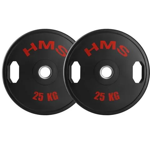 Gummierte Hantelplatte HMS TOG25 Olimpijski – Rot – Bild 1