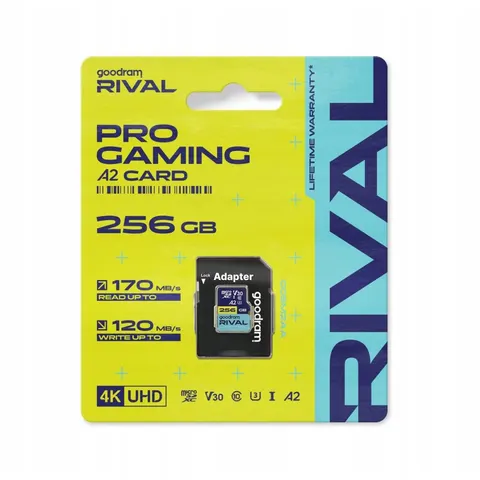 Goodram microSDXC 256GB V30 A2 Uhs I U3 Rival adapter – zdjęcie 1