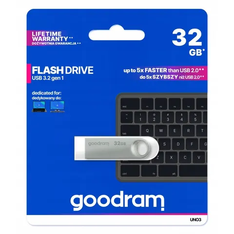 Goodram Flashdrive 32GB UNO3 Silver Usb 3.2 Gen 1 – zdjęcie 1
