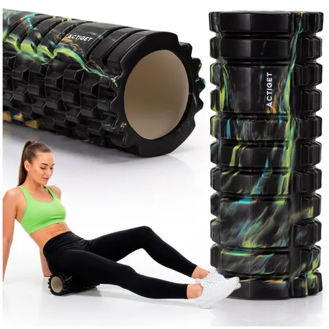 Actiget® Foam roller - Triggerpoint massage - Massage roller - 33 CM - Medium Hard - Zwart - Effecten – afbeelding 1