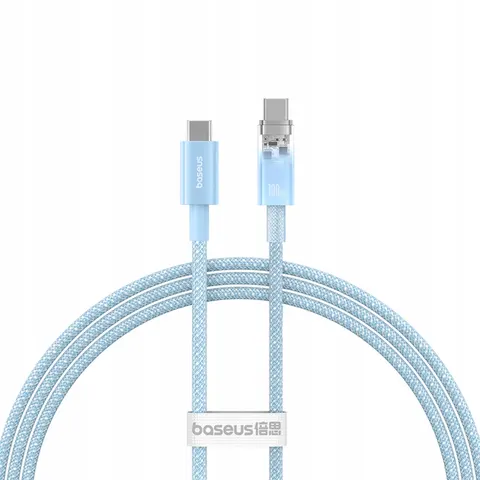 Baseus Explorer USB-C Kabel 100W PD, Temperatuur Sensor, 1m Blauw – afbeelding 1