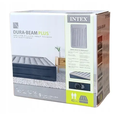 Matelas gonflable électrique 2 personnes Intex gris – image 1