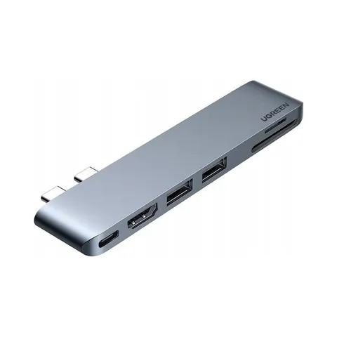 HUB - Ugreen - CM380 2xUSB C - HDMI/2xUSB 3.0/SDTF/USB C PD - grijs – afbeelding 1