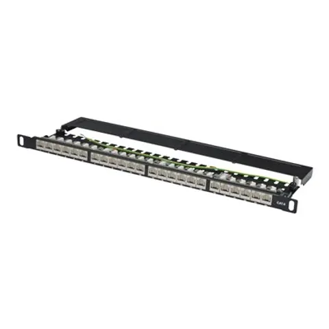 DIGITUS Patchpanel 0,5HE 24-Port Cat6 geschirmt schwarz – Bild 1