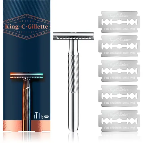 Gillette King C. Double Edge Scheerapparaat + navulmesjes 5 st – afbeelding 1
