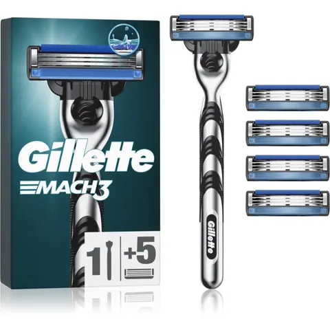 Gillette Mach3 houder + scheermesjes - 5 mesjes – afbeelding 1