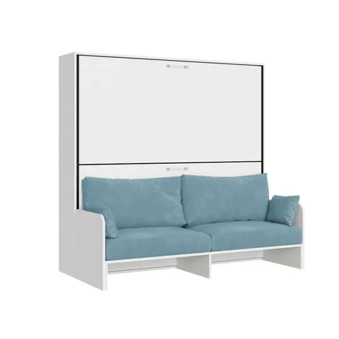 Table Basse Double Éclairée Kando Avec Canapé Et Tissus Blancs Et Bleu Clair – image 1