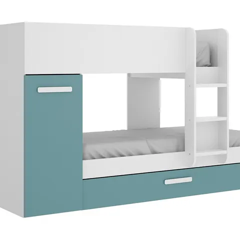 Vente-unique Stapelbed hout turquoise, wit 90 x 190 cm – afbeelding 1