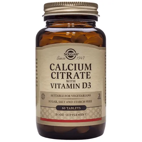 Solgar Citrato de Calcio con Vitamina D3 60 Tabs – imagen 1