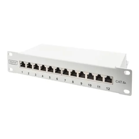 Digitus CAT 6A Patch Panel. shielded. 12-Port. 1HE. 10". grey – image 1