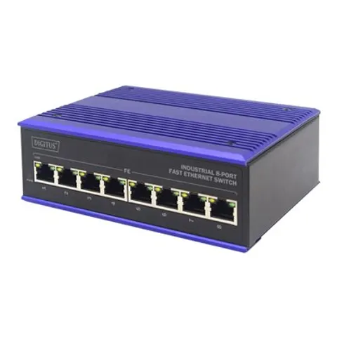 Digitus 8 port Fast Ethernet network switch. industrial. unmanaged. 1 – image 1