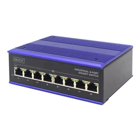 DIGITUS Switch Ind. 8-Port Gigabit Unmanaged blau – Bild 1