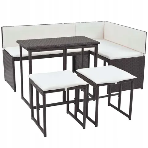 vidaXL - 5-delige - Tuinset - staal - poly - rattan - bruin – afbeelding 1