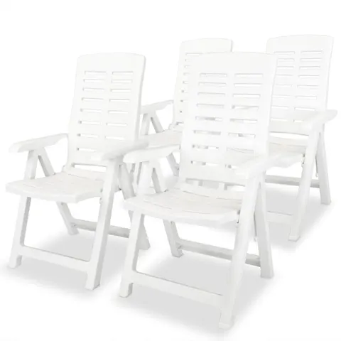 vidaXL - Verstelbare - klapstoelen, - 4 - stuks, - wit - plastic – afbeelding 1