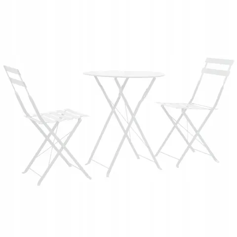 vidaXL - 3-delige - Bistroset - staal - wit – afbeelding 1
