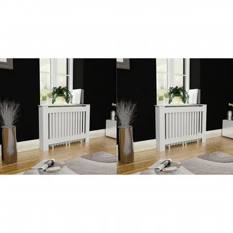 vidaXL Radiatorombouw 2 st 112 cm MDF wit – afbeelding 1