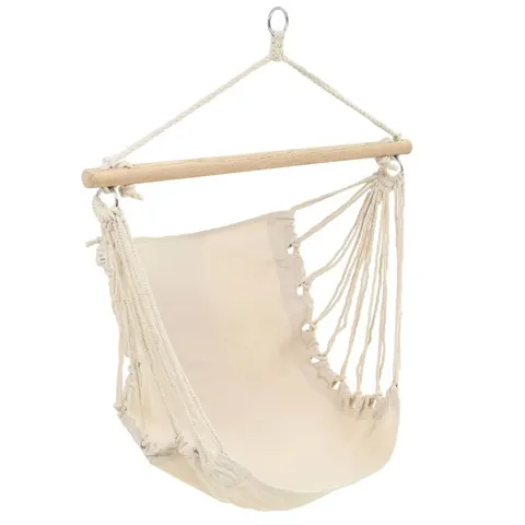 vidaXL - Hangstoel - creme - wit - (large) – afbeelding 1