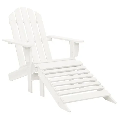 vidaXL - Tuinstoel - met - hocker - hout - wit – afbeelding 1