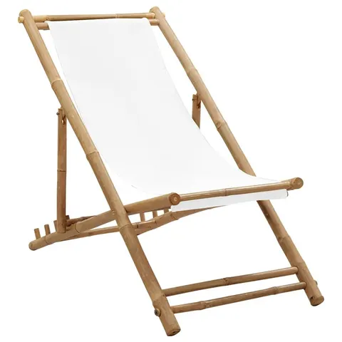vidaXL - Terrasstoel - bamboe - en - canvas – afbeelding 1