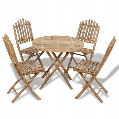 vidaXL - 5-delige - Tuinset - inklapbaar - bamboe – afbeelding 1