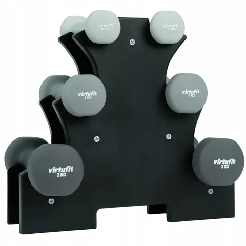 Haltère en néoprène avec support VirtuFit – Gris – image 1