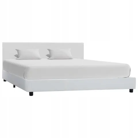 vidaXL - Bedframe - kunstleer - wit - 140x200 - cm – 696966 – afbeelding 1