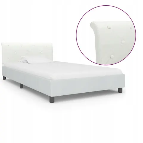 vidaXL - Bedframe - kunstleer - wit - 90x200 - cm – 698014 – afbeelding 1