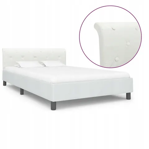vidaXL - Bedframe - kunstleer - wit - 140x200 - cm – 698045 – afbeelding 1