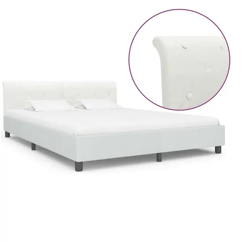 vidaXL - Bedframe - kunstleer - wit - 160x200 - cm – 698052 – afbeelding 1