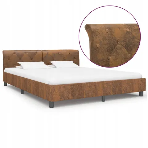 vidaXL - Bedframe - kunstsuède - bruin - 160x200 - cm – afbeelding 1