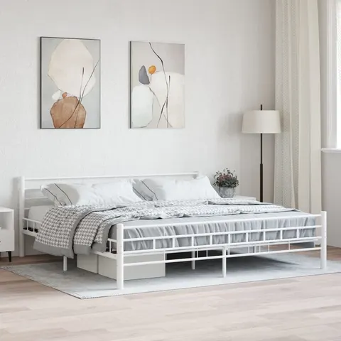 vidaXL - Bedframe - metaal - wit - 200x200 - cm – 729763 – afbeelding 1