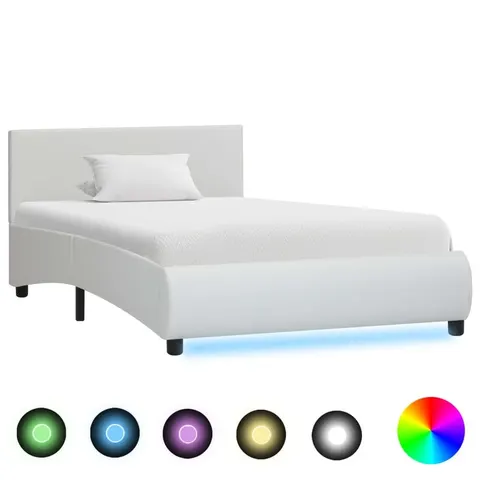 vidaXL - Bedframe - met - LED - kunstleer - wit - 100x200 - cm – afbeelding 1