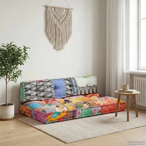 vidaXL Coussin de canapé palette Multicolore Tissu Patchwork – 867526 – image 1
